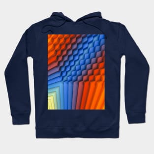 Exponential Edges Fire Red and Water Blue Geometric Abstract Artwork Hoodie